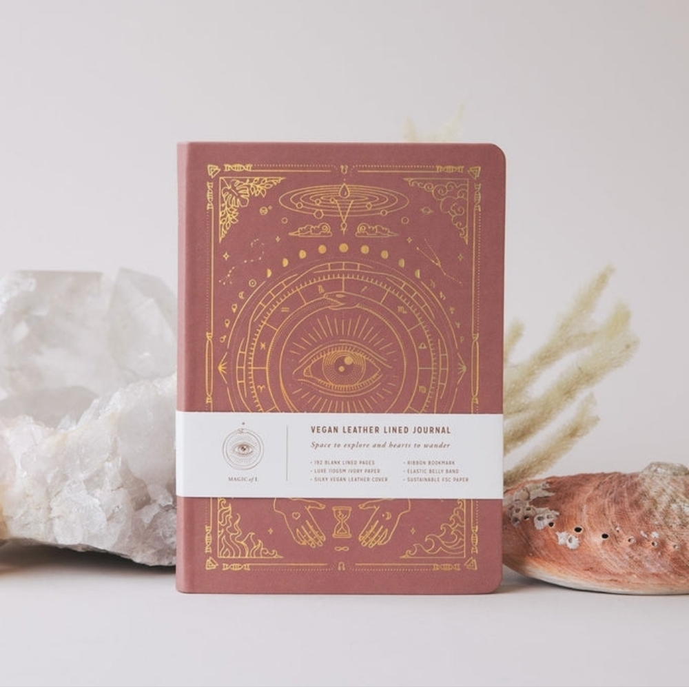 Vegan Leather Journal - Pink with Gold Accents